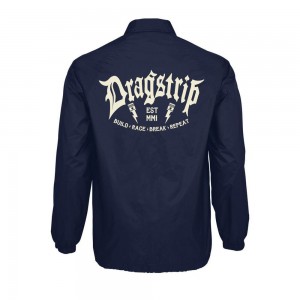 Dragstrip Clothing Build race break repeat navy coach jacket